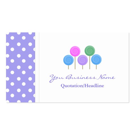 Polka Dot Trimmed Candy Business Cards (front side)