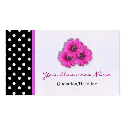 Polka Dot  Trimmed Flower Business Cards (front side)
