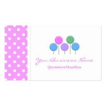 Polka Dot Trimmed Lolly Pop Business Cards