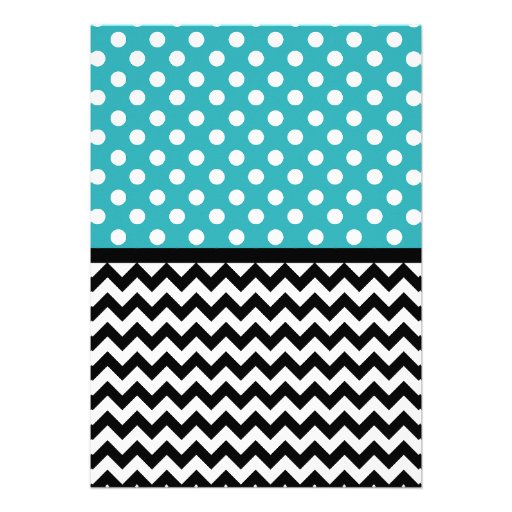 Polka Dot Turquoise & Chevron Bridal Shower Announcement