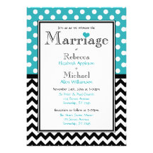 Polka Dot Turquoise & Chevron Wedding Invitations