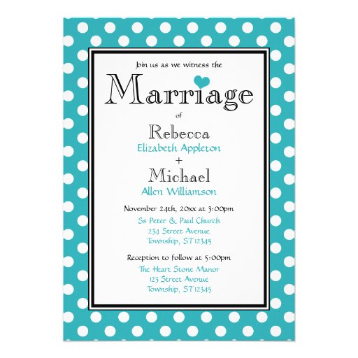 Polka Dot Turquoise Wedding Invitations