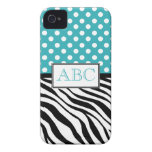 Polka Dot Turquoise & Zebra Print iPhone 4/4S Case iPhone 4 Case