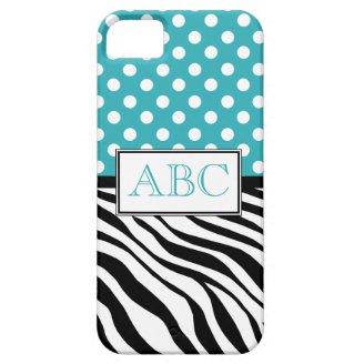 Polka Dot Turquoise & Zebra Print iPhone 5 Case
