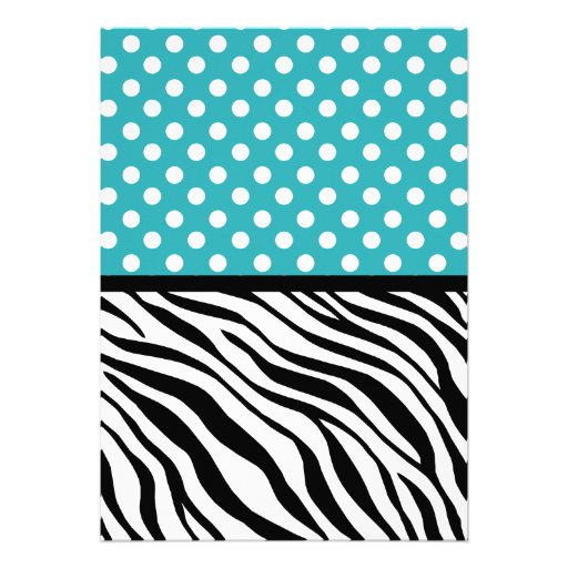 Polka Dot Turquoise & Zebra Print Sweet Sixteen Personalized Invitations