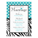 Polka Dot Turquoise Zebra Print Wedding Invitation