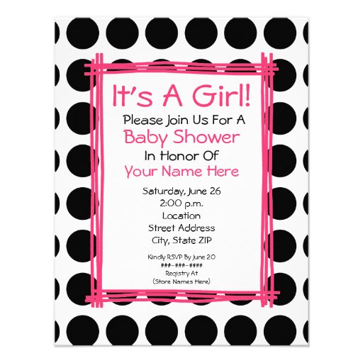 Polka Dot Umbrella Baby Shower Invitation