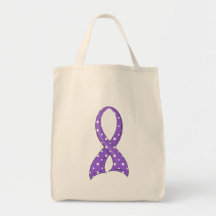 Polka Dot Violet Ribbon Hodgkin's Lymphoma Bags