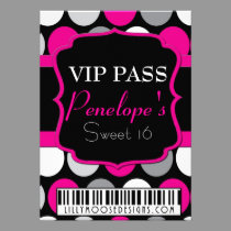Polka Dot VIP Pass Sweet 16 Invitation invitations