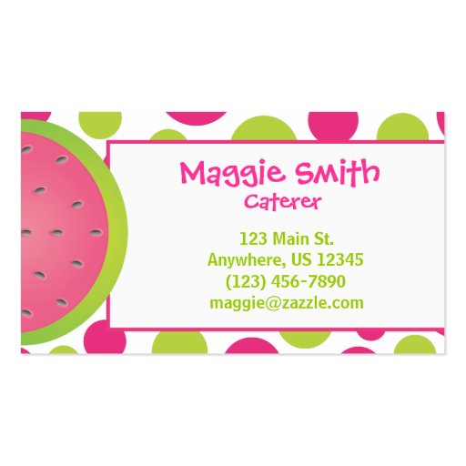 Polka Dot Watermelon Business Calling Card Business Card Templates (front side)