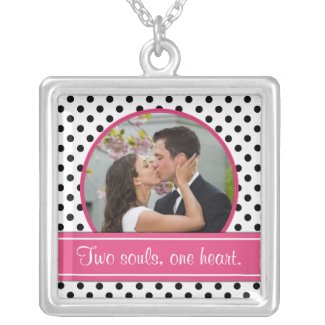 Polka Dot Wedding Photo Template Necklace necklace