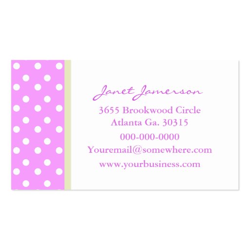 Polka Dot  with  Balloons Business Card (back side)