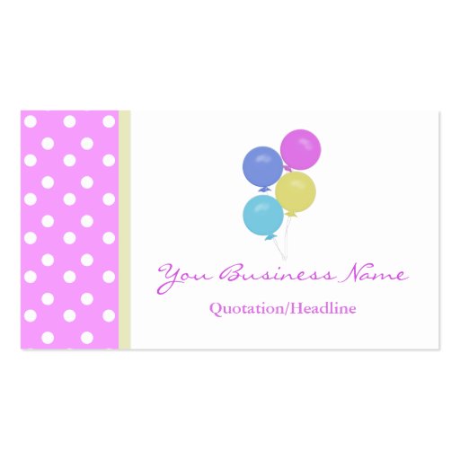 Polka Dot  with  Balloons Business Card (front side)