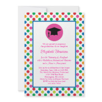 Polka Dots and Cap Graduation Invitation