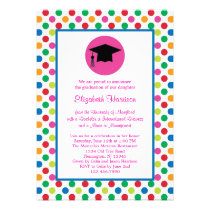 Polka Dots and Cap Graduation Invitation invitations