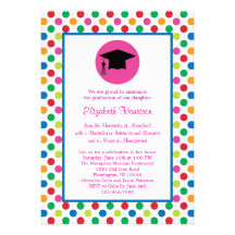 Polka Dots and Cap Graduation Invitation