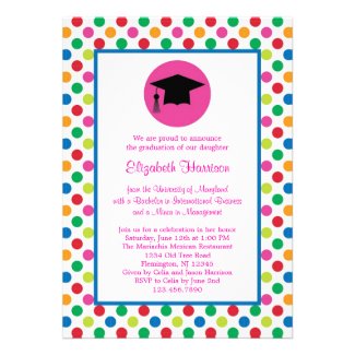 Polka Dots and Cap Graduation Invitation