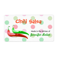 Polka Dots and Chili Peppers Food Labels