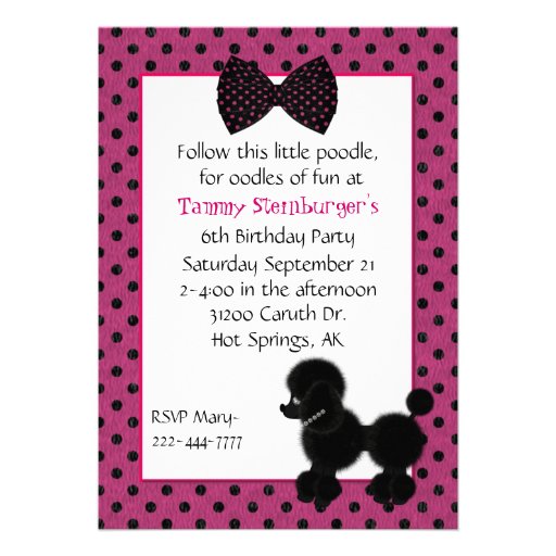 Polka Dots and Poodle Birthday Party Invitation