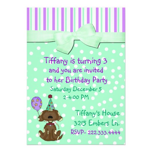 Polka Dots and Puppy Dog Birthday Invitation