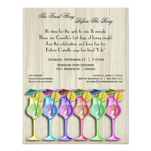 Polka Dots And Trendy Tropical Umbrella Drinks Invite