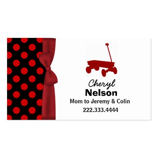 Polka Dots and Wagon Mommy Card Business Card (front side)