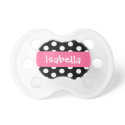 Polka Dots Baby Girl Custom Name P544 Pacifiers