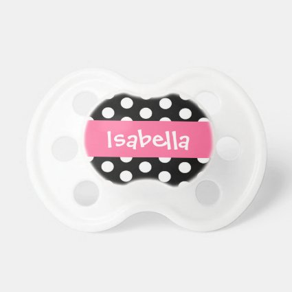 Polka Dots Baby Girl Custom Name P544 Pacifiers