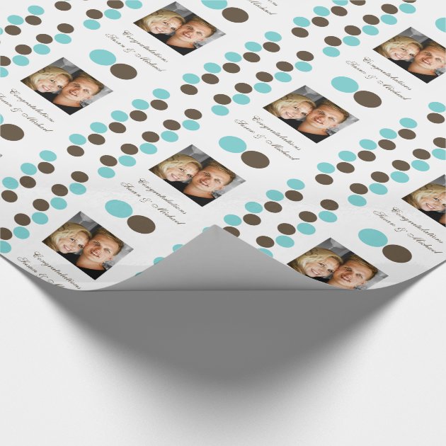 Polka dots blue brown photo wrapping paper 4/4