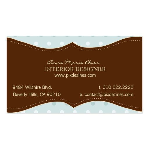 Polka Dots Blue Chocolate  business cards (back side)
