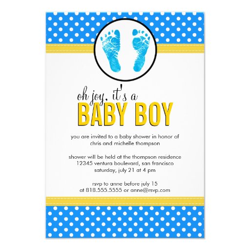 Polka Dots - Boy Baby Shower Invitation