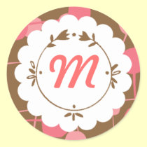 Polka Dots (Cherry Coffee) Monogram Sticker by poptasticbride Polka Dots (Cherry Coffee) Monogram Sticker