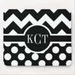Polka Dots Chevron Pattern Monogram Mouse Pads