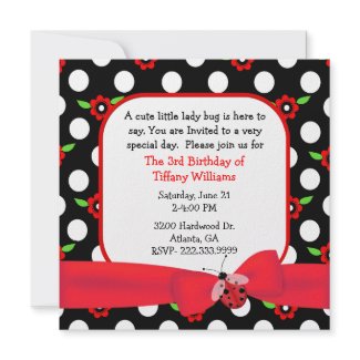 Polka Dots &amp; Flowers Girl&#39;s Birthday Invitation