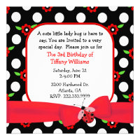 Polka Dots & Flowers Girl's Birthday Invitation