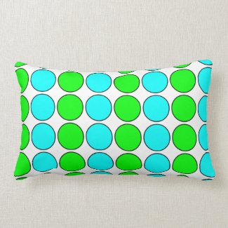 Polka Dots for Her : Lime &amp; Cyan Polka Dot Stripes Pillow