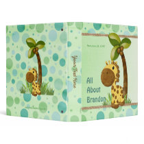 Polka Dots Giraffe - Neutral Baby Keepsake Album binders