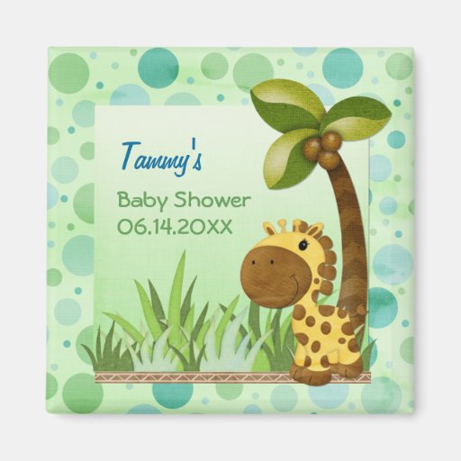 Polka Dots Giraffe - Neutral Baby Shower Refrigerator Magnets
