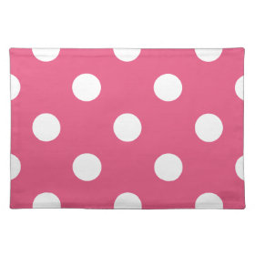 Polka Dots Huge - White on Dark Pink Placemats
