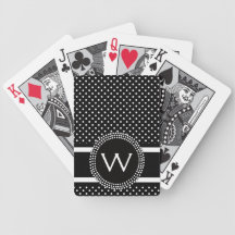 Polka Dots in Black and White with Mod Circle Bicycle Poker Cards