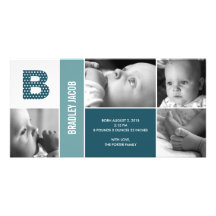 Polka Dots Initial Baby Birth Announcement Photo Cards