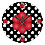 Polka Dots & Ladybugs Wall Clock