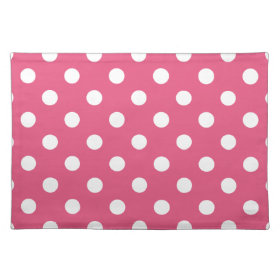 Polka Dots Large - White on Dark Pink Placemat