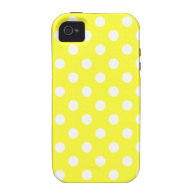Polka Dots Large - White on Electric Yellow iPhone 4/4S Cover