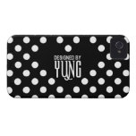 Polka Dots on Black with A Heart Phone Case iPhone 4 Case-Mate Cases