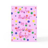 Polka Dots on Pink Birthday Party Invitation Cards card