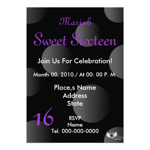 Polka Dots Paradise Sweet Sixteen- Customize Personalized Invitation