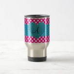 Polka dots pink and white monogram coffee mugs