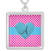 Polka dots pink and white monogram jewelry