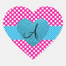 Polka dots pink and white monogram sticker